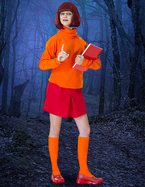 Sexy adult Velma scooby doo mini skirt costume