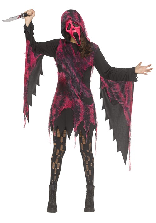 Womens Pink Gauze Ghost Face Costume