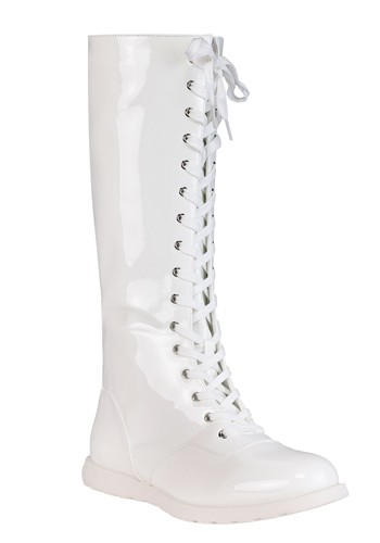 White Wrestling Costume Boots for Adults
