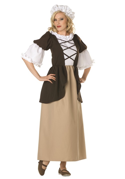 Plus Size Colonial Brown Dress Costume for Women