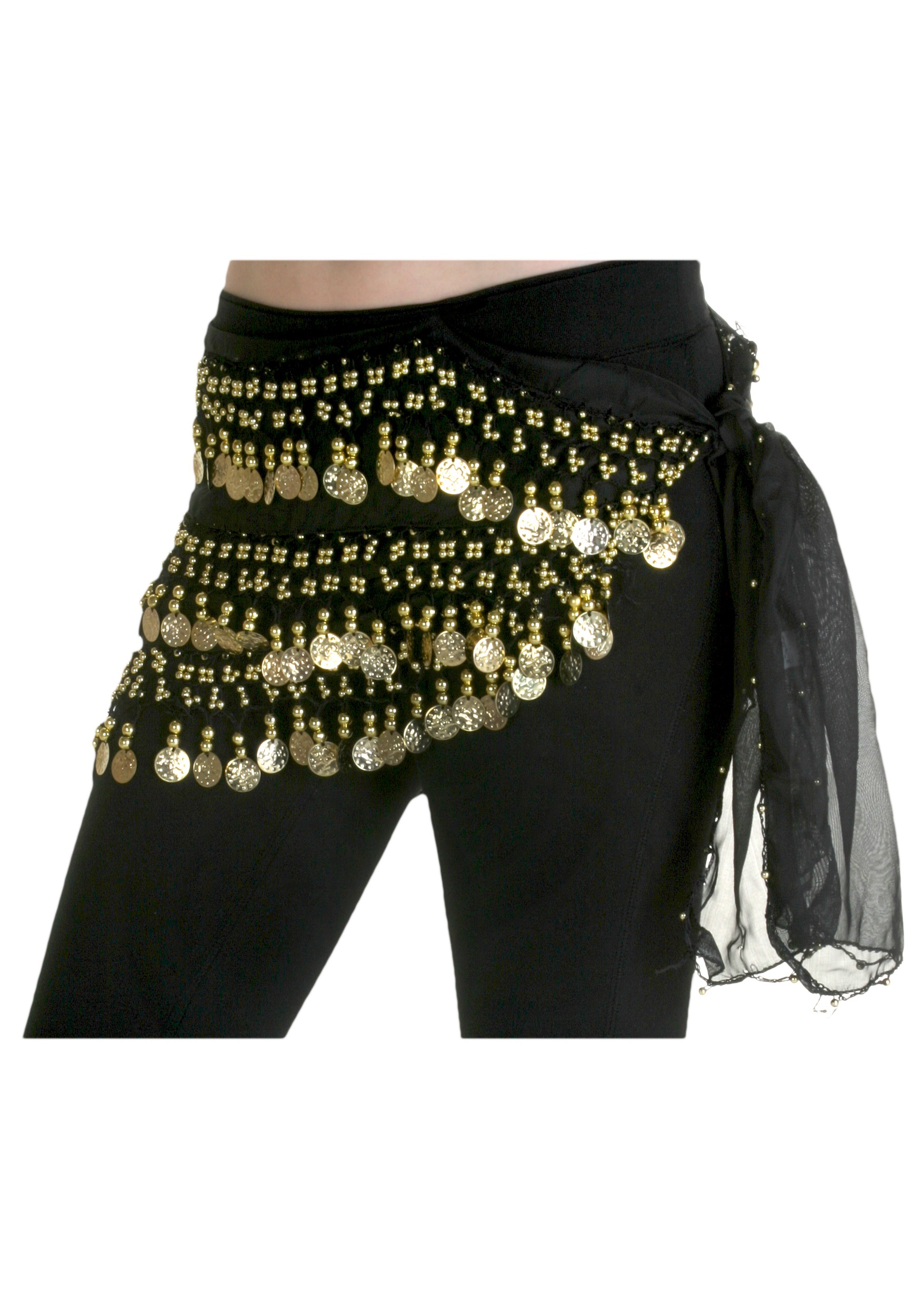 Black Chiffon Belly Dancing Hip Scarf Costume Accessories