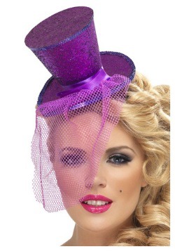 Fever Purple Glitter Mini Top Hat