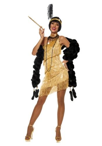 Womens Dazzling Gold Flapper Costume