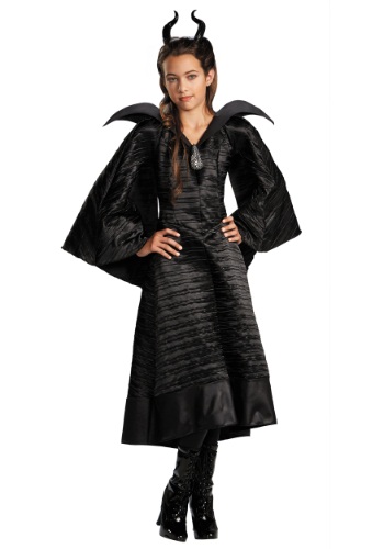 Girls Deluxe Black Maleficent Christening Gown Costume