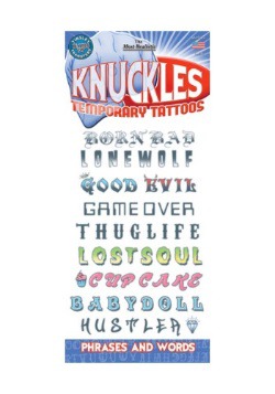Knuckle Phrases Temporary Tattoos