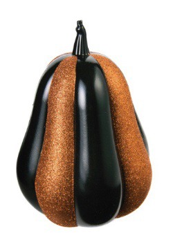 8" Orange & Black Glitter Pumpkin