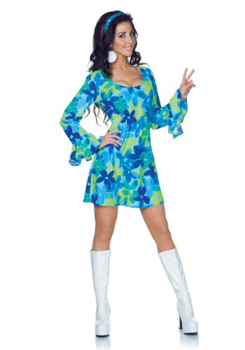 Plus Size Wild Flower 70s Retro Dress Costume