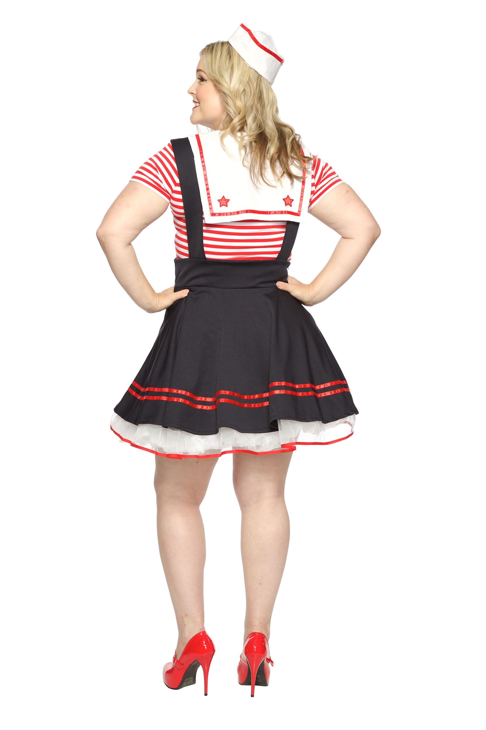 Womens Plus Size Retro Sailor Girl Costume 