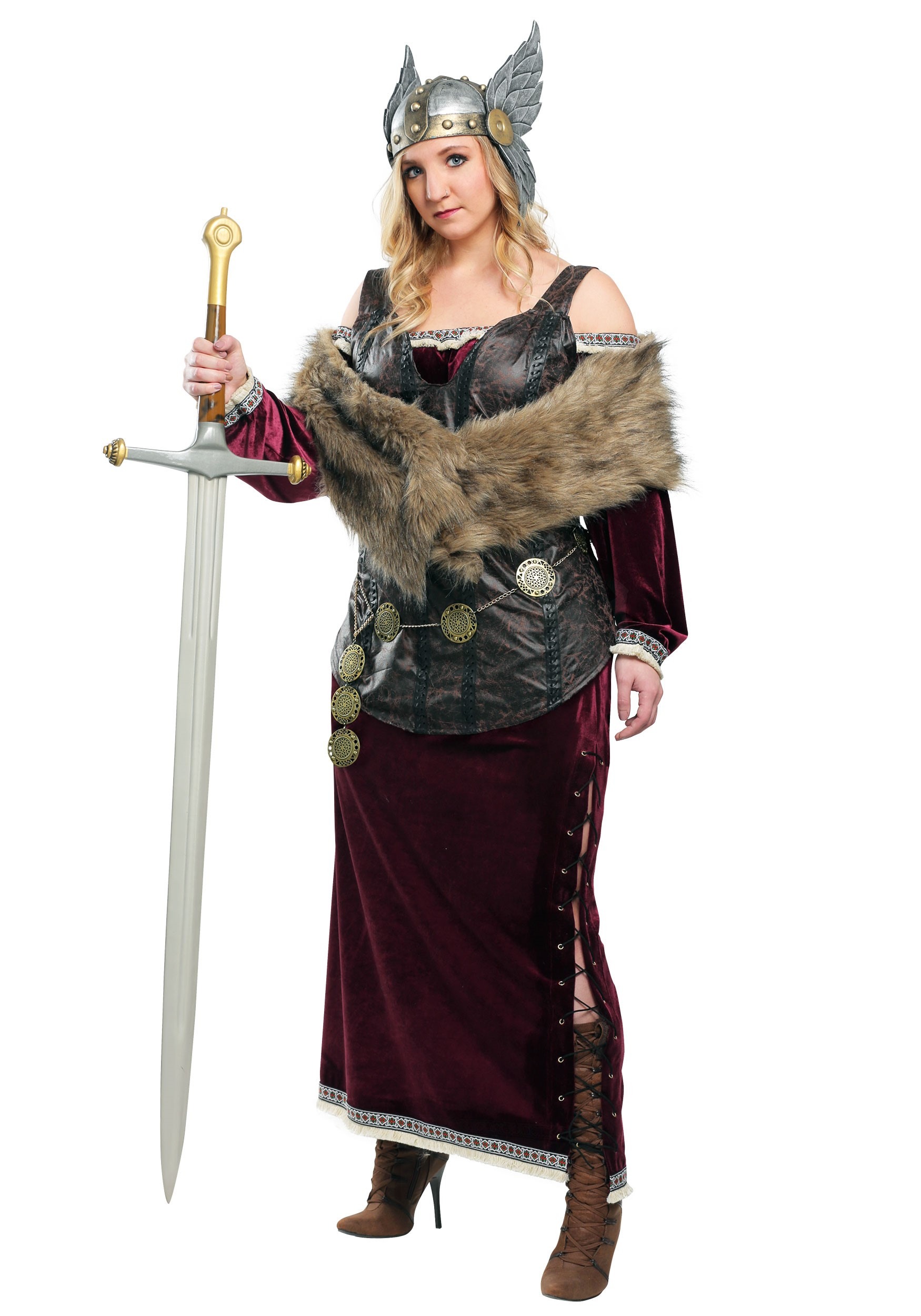 Plus Size Womens Viking Goddess Costume 
