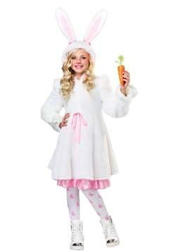 Girl's Fuzzy White Rabbit Costume