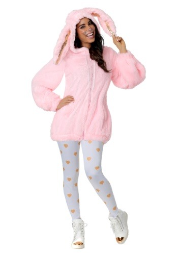 Women's Plus Size Fuzzy Pink Bunny Costume