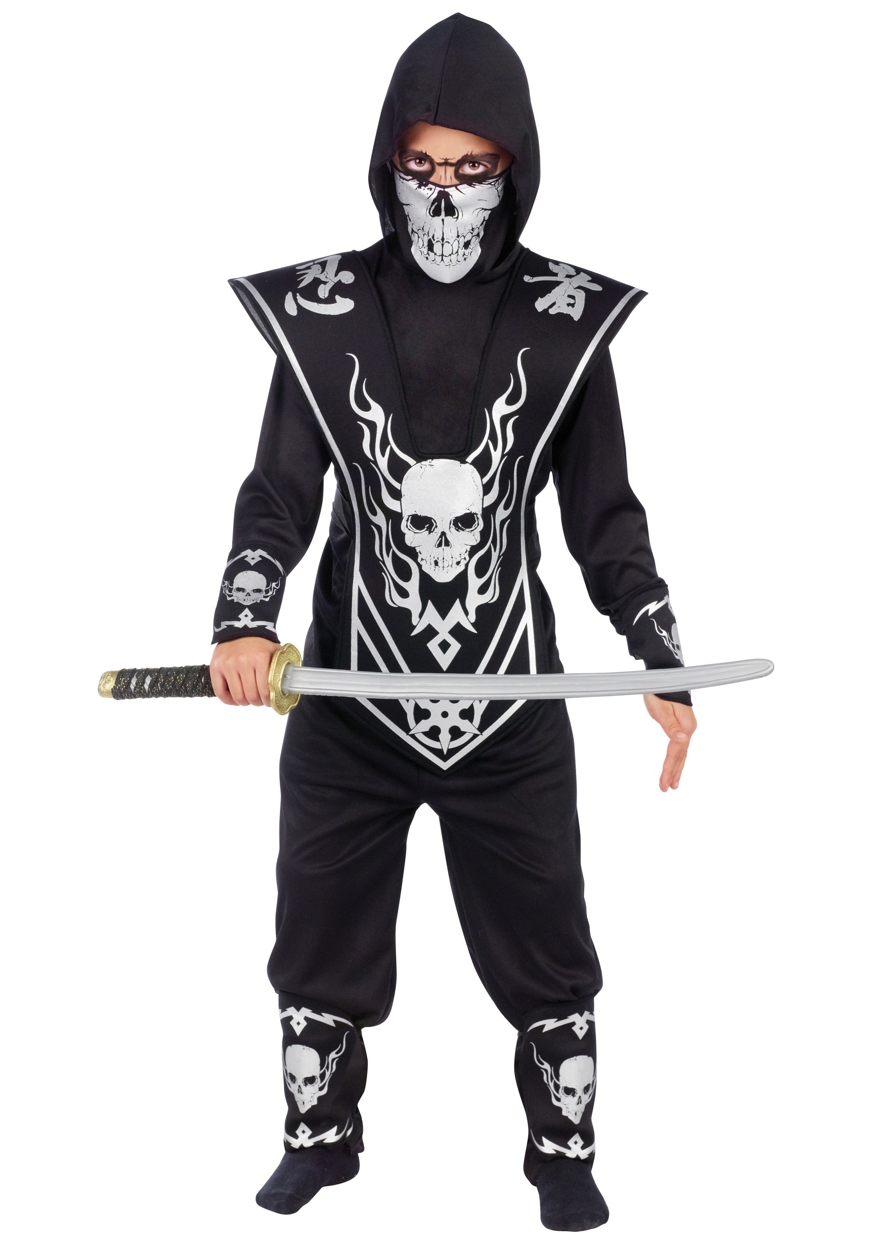 Skull Mask 5-13 Boys Ninja Fancy Dress Halloween Costume Samurai Karate Toys 