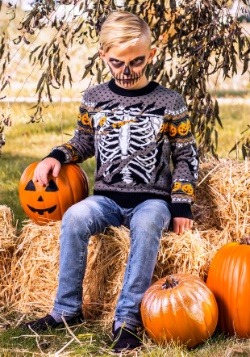 Child Ripped Open Skeleton Ugly Halloween Sweater