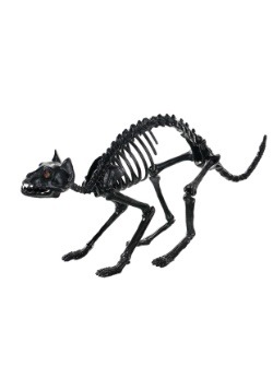 10" Black Crystal Eyes Cat Skeleton