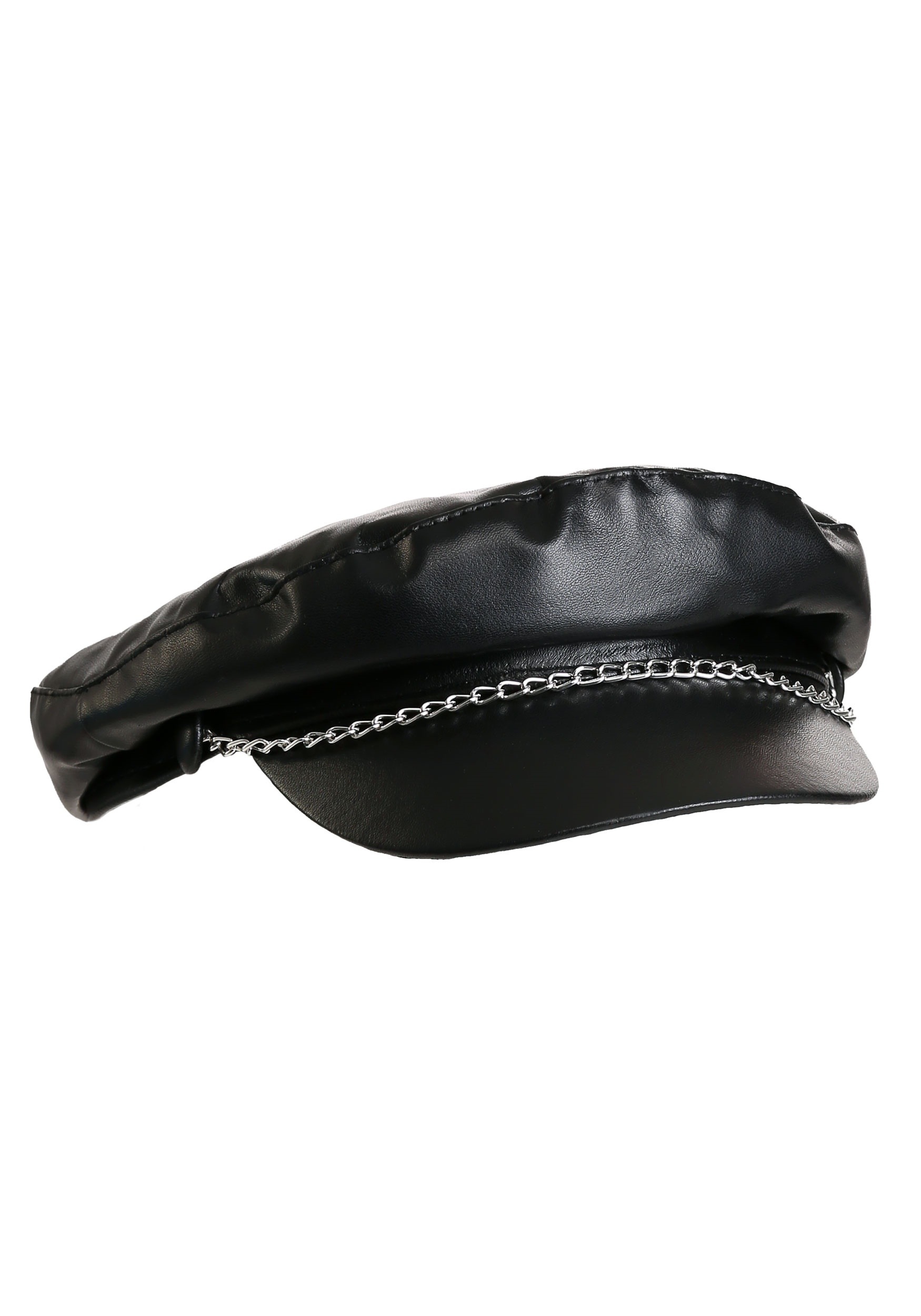 black leather biker hat