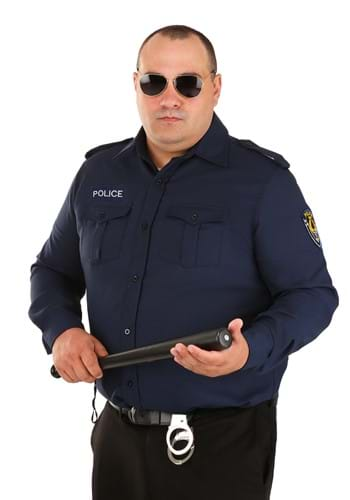 Men's Plus Size Long Sleeve Police Shirt Main Update