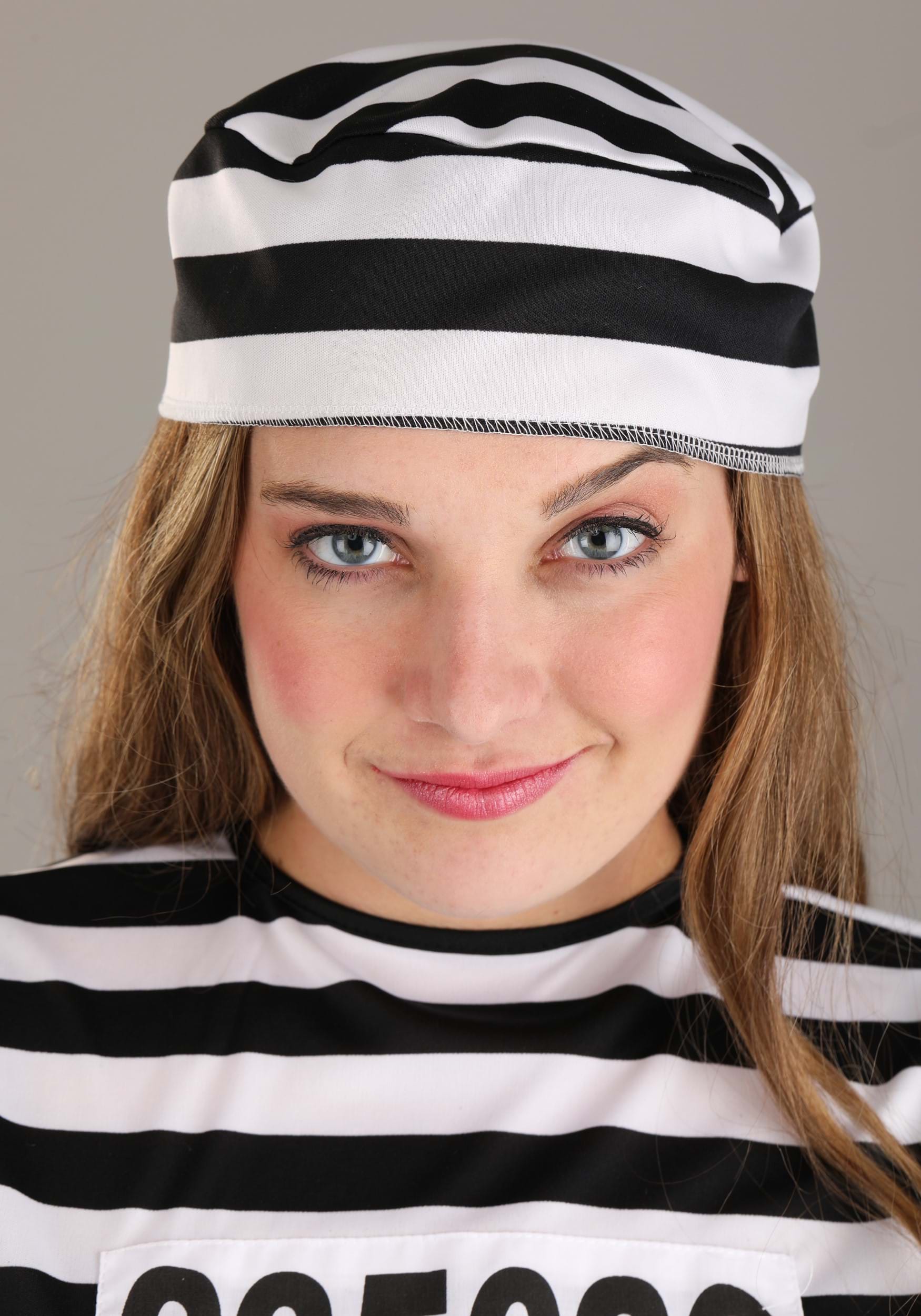 Women's Striped Prisoner Costume , Jailbird Women's Costume