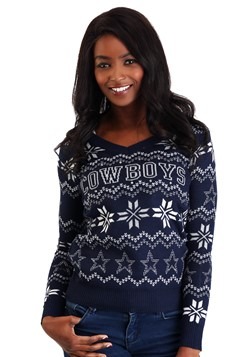 Dallas Cowboys Womens Light Up V-Neck Bluetooth Sweater