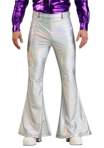 YEAHDOR Mens Shiny Metallic Disco Pants Bell Bottoms Flared Long