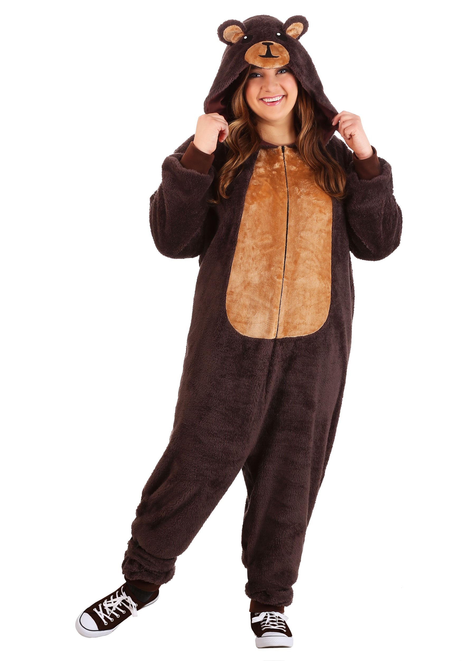 Adult Plus Size Brown Bear Onesie Costume , Plus Size Animal Costumes