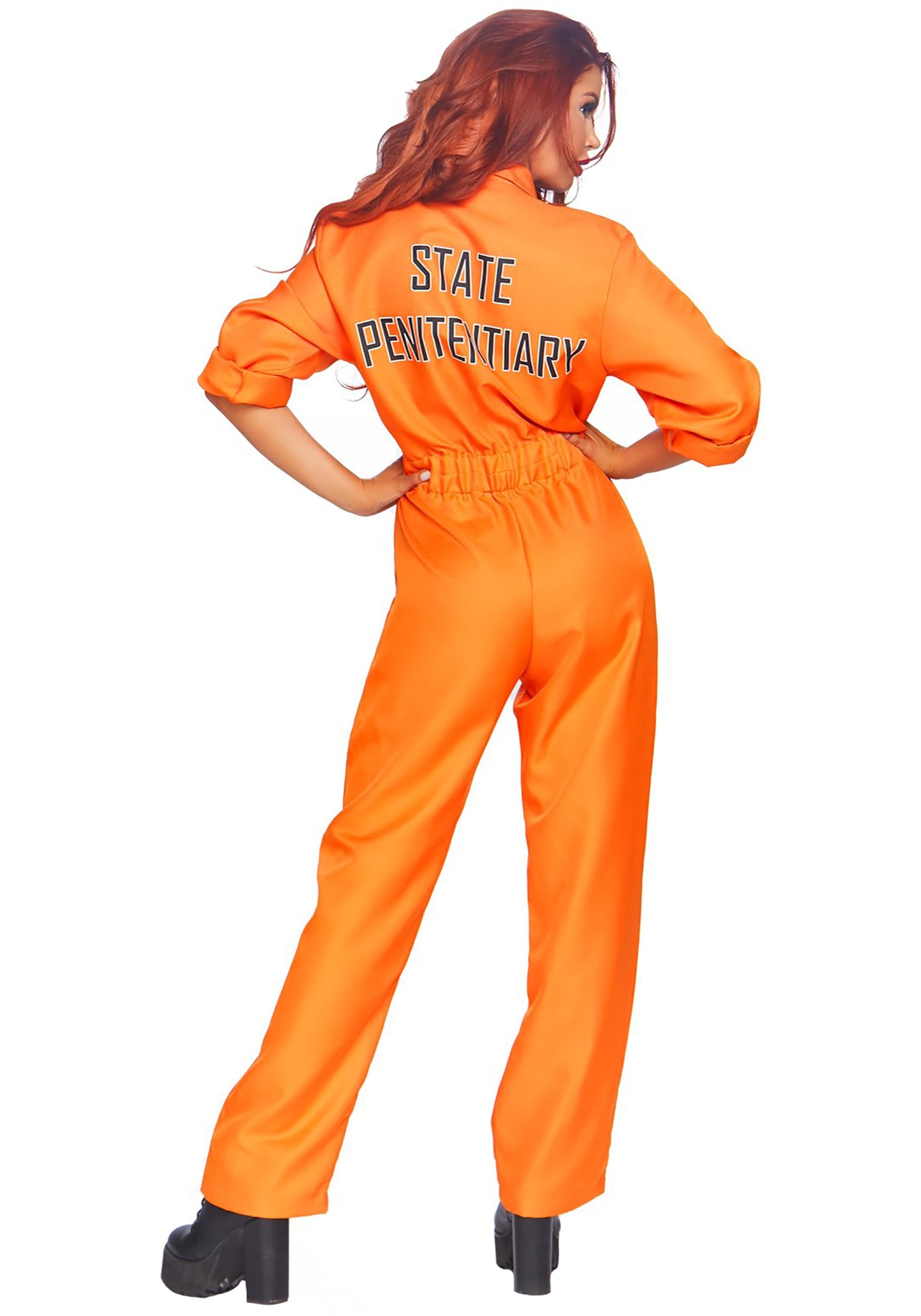 Orange Womens Prison Jumpsuit Costume 
