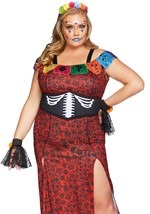 Womens Plus Deluxe Day of the Dead Beauty Costume Alt 1