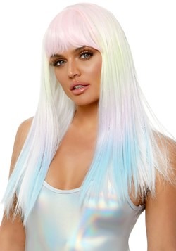 Women's Black Light Pastel Rainbow Wig