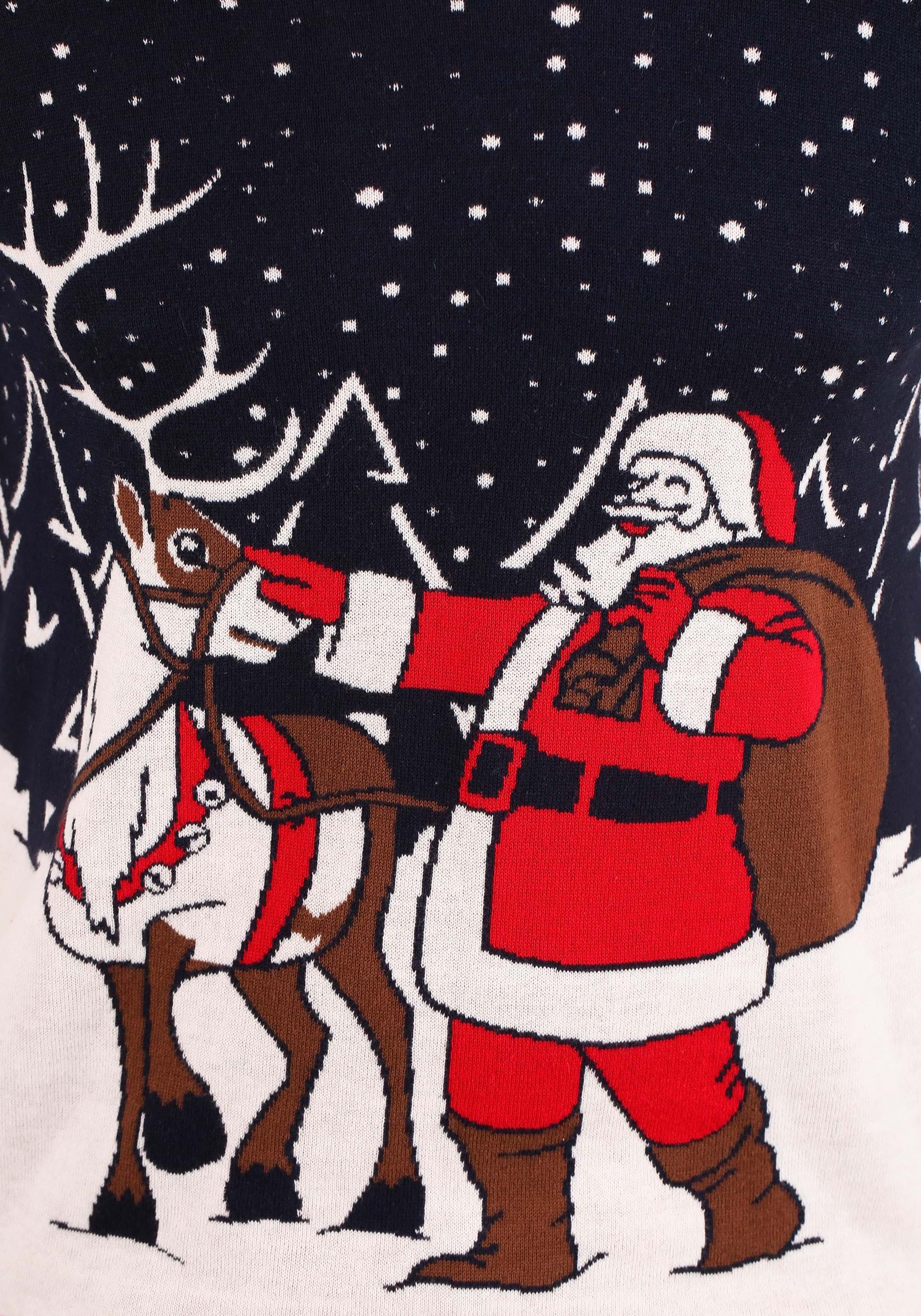Santa & Reindeer Ugly Christmas Sweater For Adults