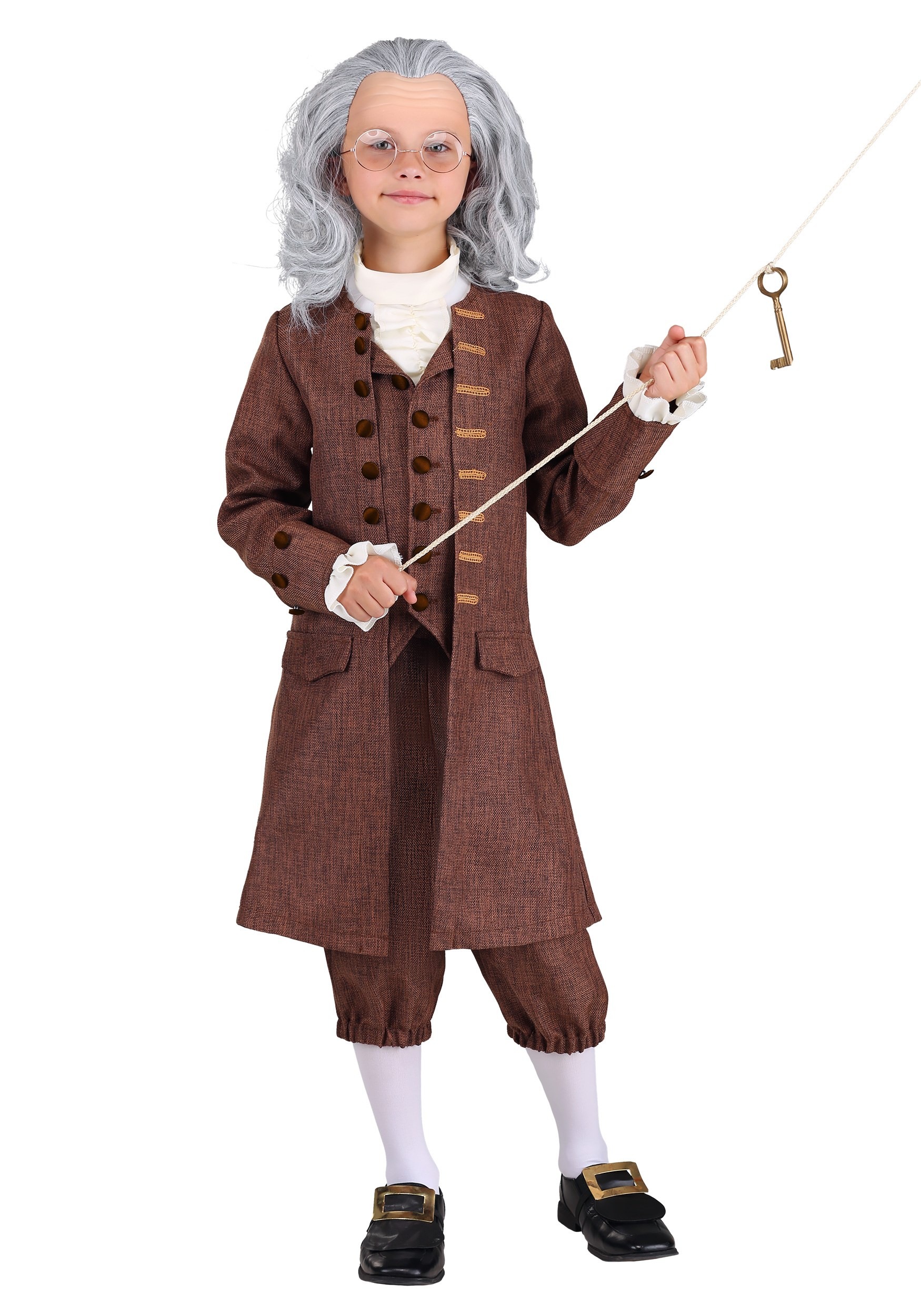 Forum Novelties Costume Bambino Benjamin Franklin - Taglia Media, Inventore Scienziato