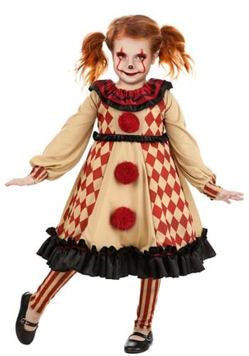 Girl's Toddler Little Creepy Clown Costume