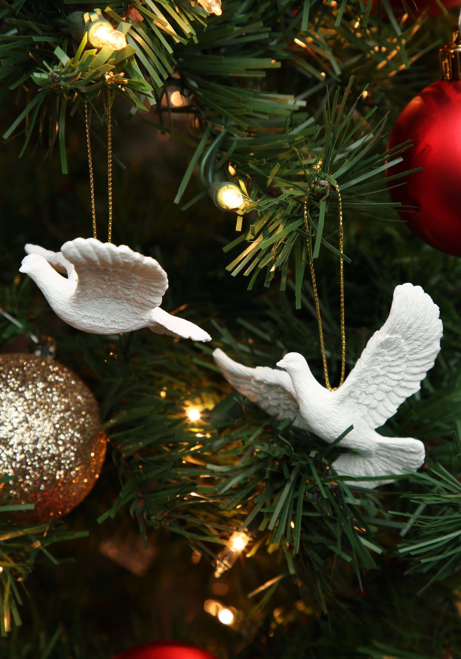 2pc Ornament Set Friendship Doves Resin