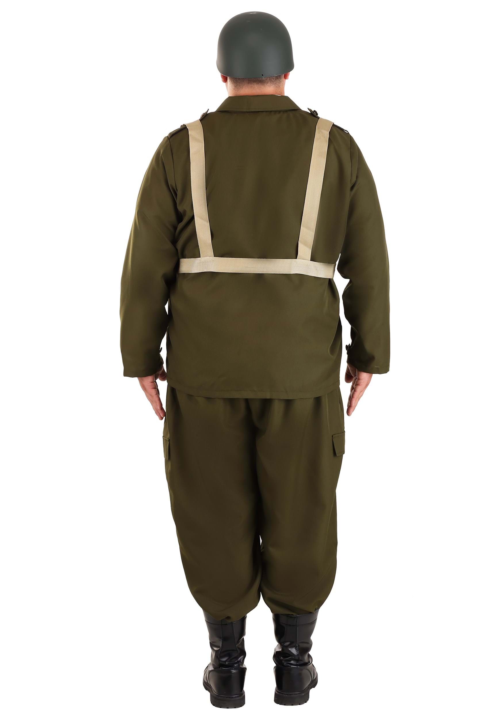 Deluxe Plus Size WW2 Soldier Costume For Men