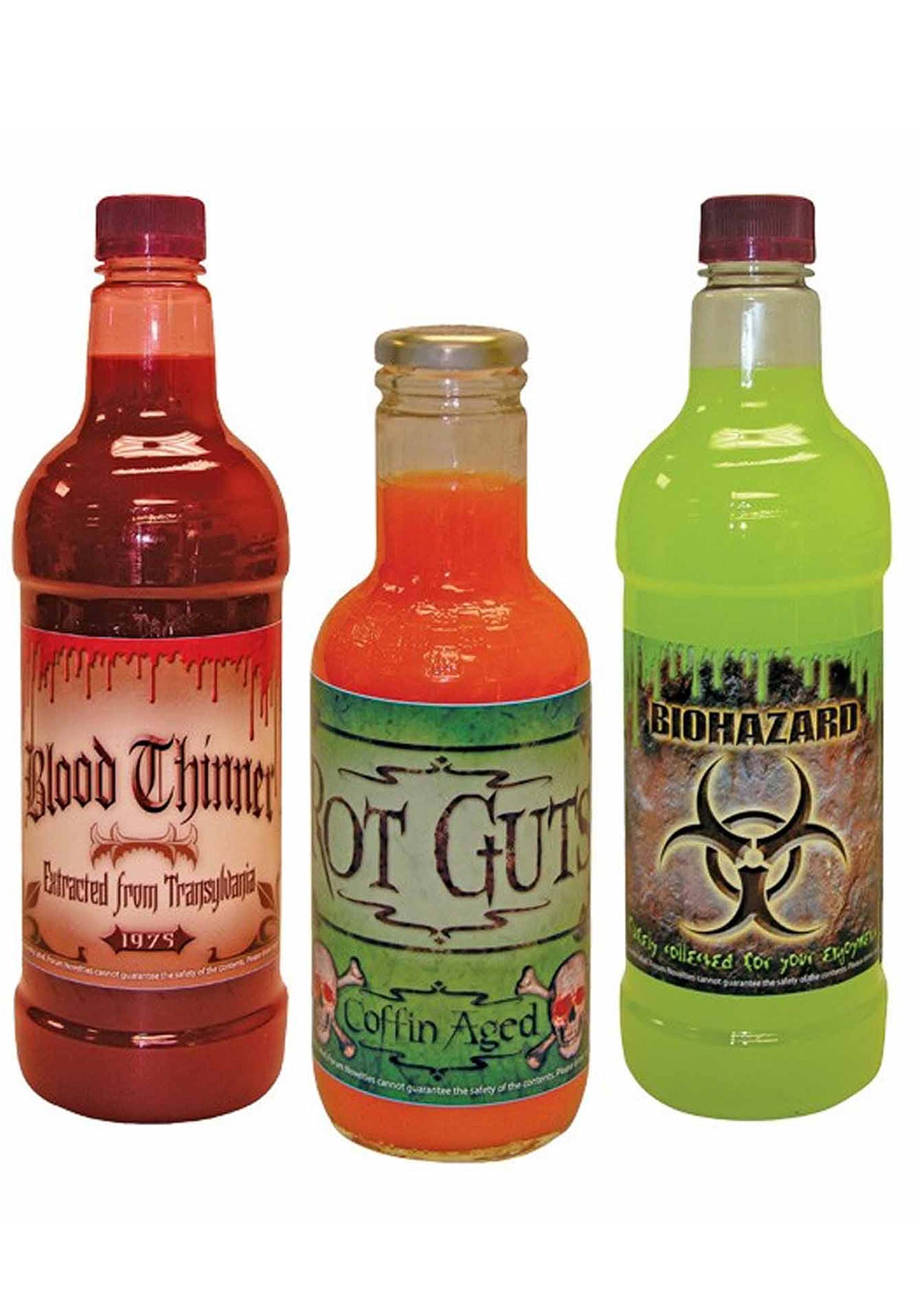 Set Of Eight Scary Bottle Labels
