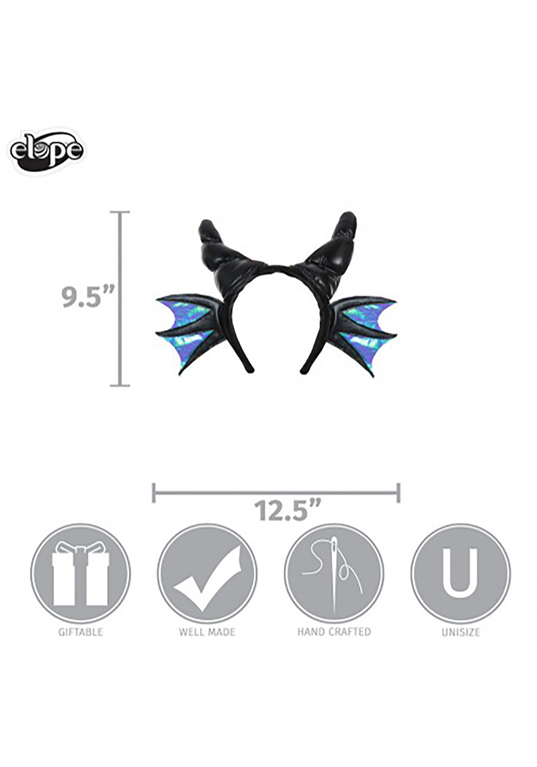 Plush Headband Black Dragon Horns