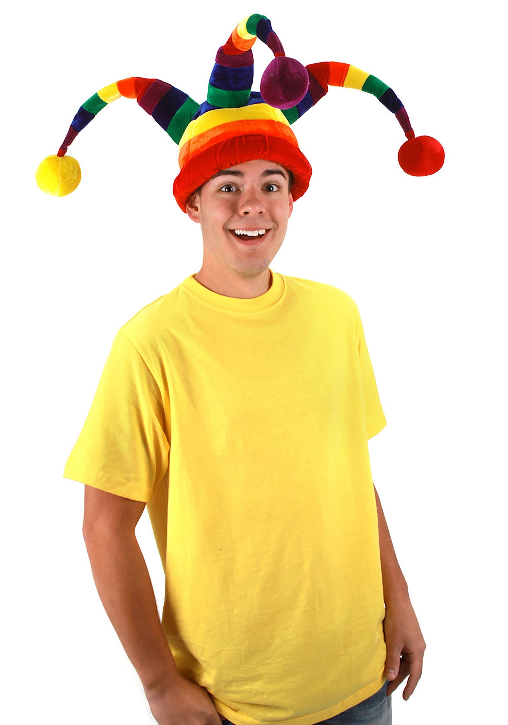 Plush Rainbow Wacky Jester Costume Hat