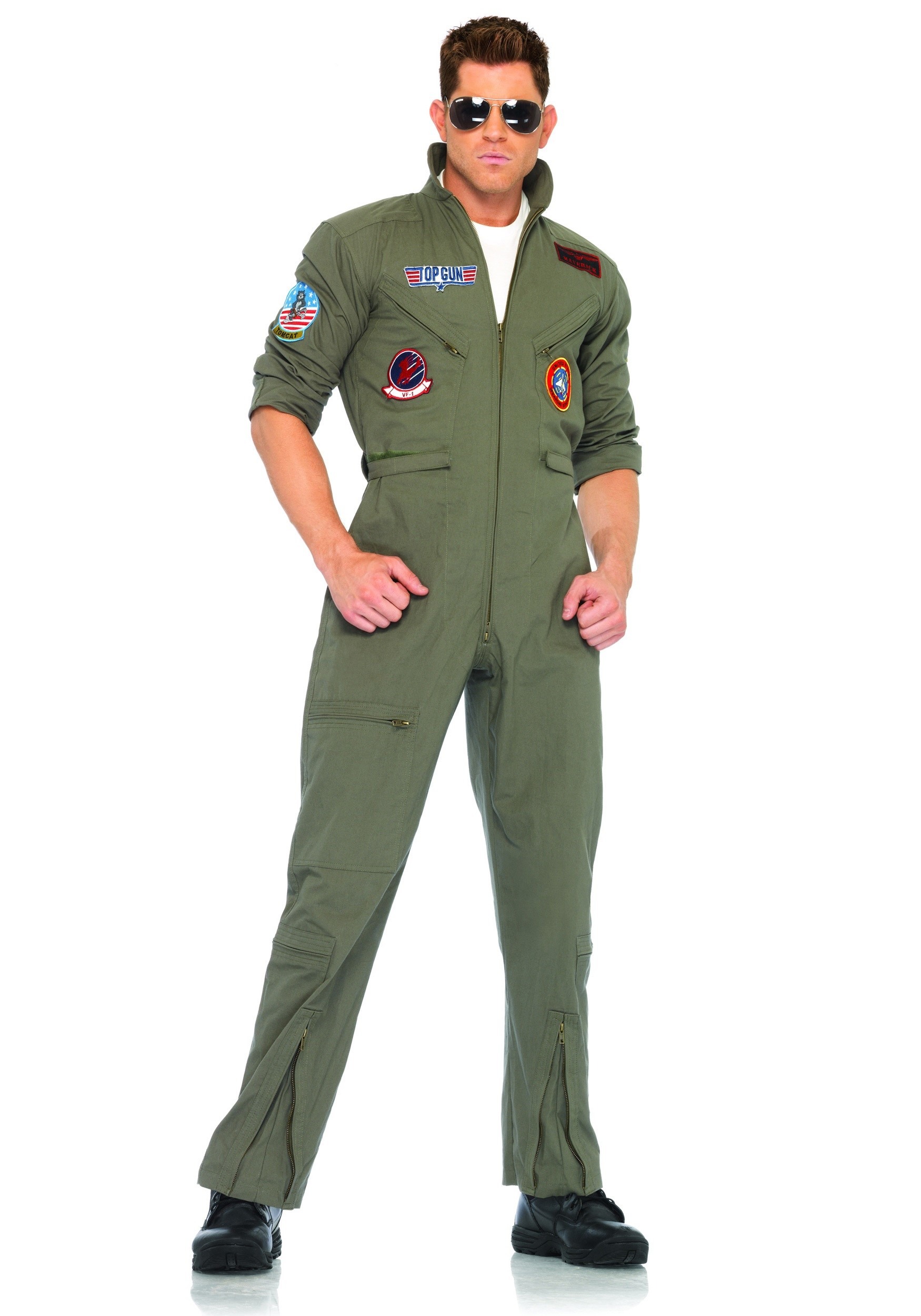 Mens Top Gun Flight Suit Costume , Pilot Halloween Costume