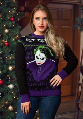 The Joker Dark Knight Adult Ugly Sweater Alt 2