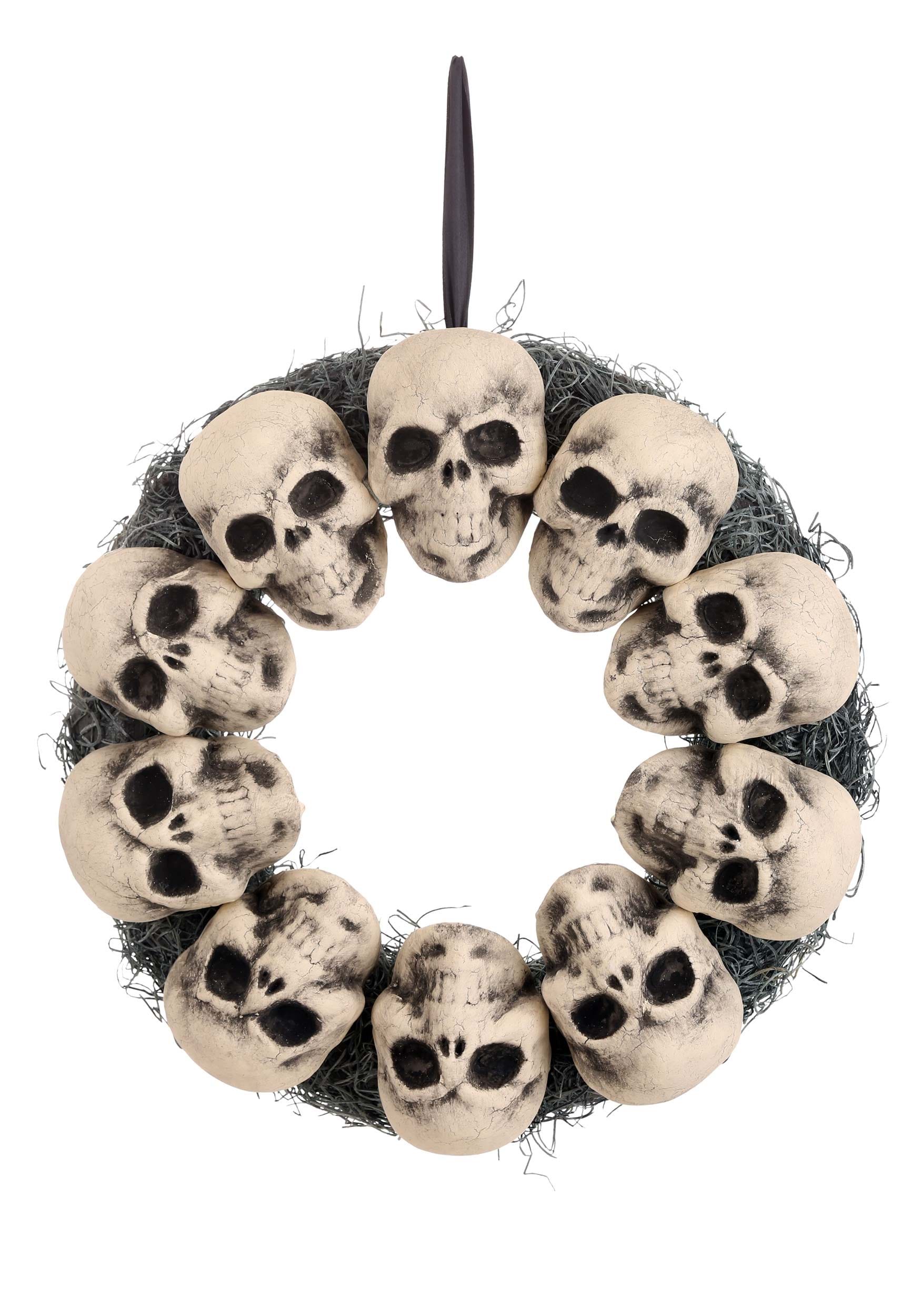 15-Inch Spooky Skulls Wreath Halloween Decoration , Halloween Wreath