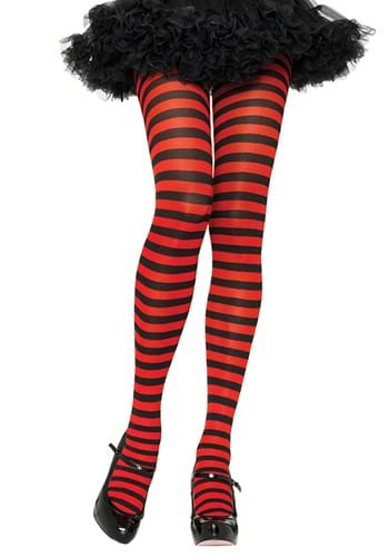Red and White Striped Opaque Tights – Cracker Jack Costumes Brisbane