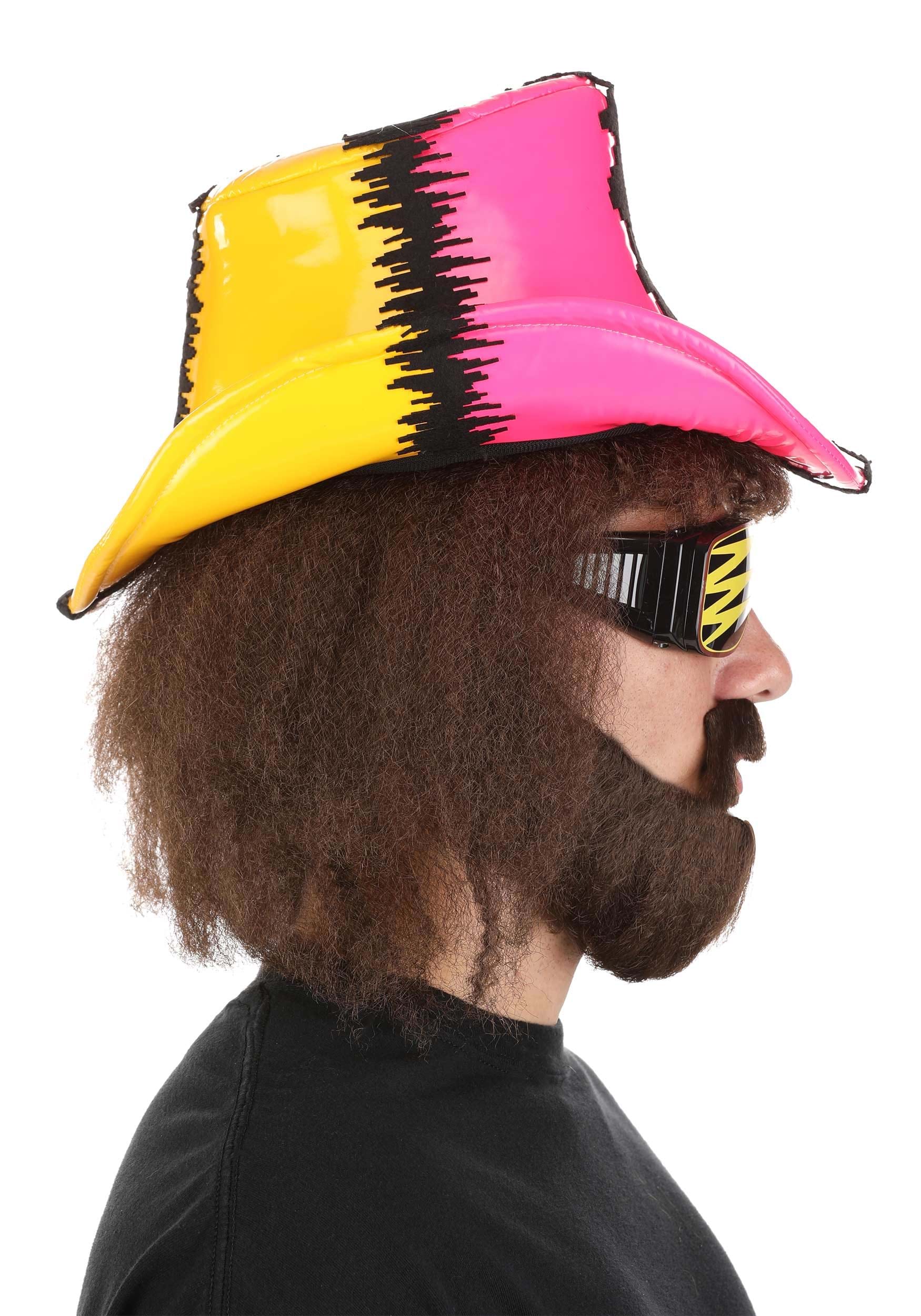 WWE Macho Man Deluxe Pink And Yellow Hat , Costume Hats