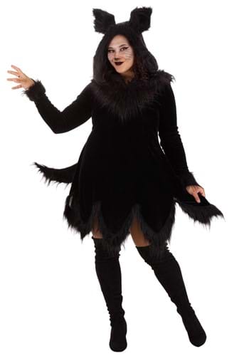 Womens Plus Size Black Wolf Costume