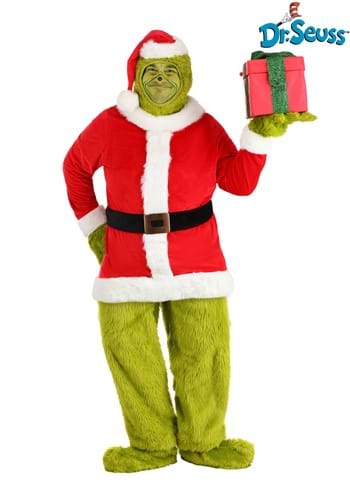 Dr. Seuss Plus Size Santa Suit Grinch Open Face Costume
