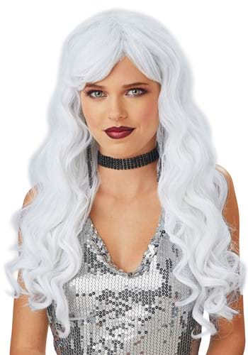 Womens Long White Wavy Wig