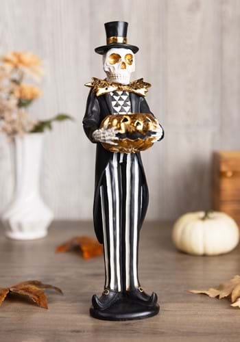 13 Inch Skeleton with Candle Jack O Lantern Figure