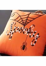 Orange Halloween Pillow with Black White Embroidery Alt 1