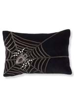 14" Black Velvet Pillow w/Chain Web & Beaded Spide Alt 2