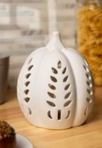 6.75" White Ceramic LED Cutout Pumpkin Alt 3