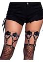 Plus Size Women's Black Thigh High Fishnet Stockings with Lace Top