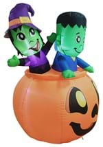 5Ft Tall Three Characters on Pumpkin Inflatable De Alt 2