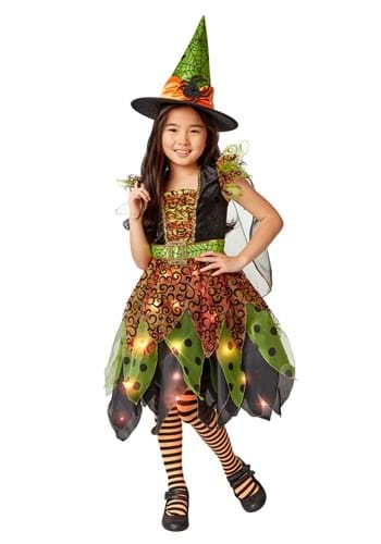 Light Up Green Witch Girl's Costume